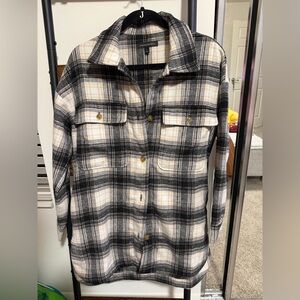 Plaid Button-Up Shirt Jacket Banana Republic